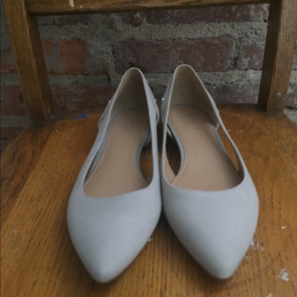 Franco Sarto grey leather pointy flats